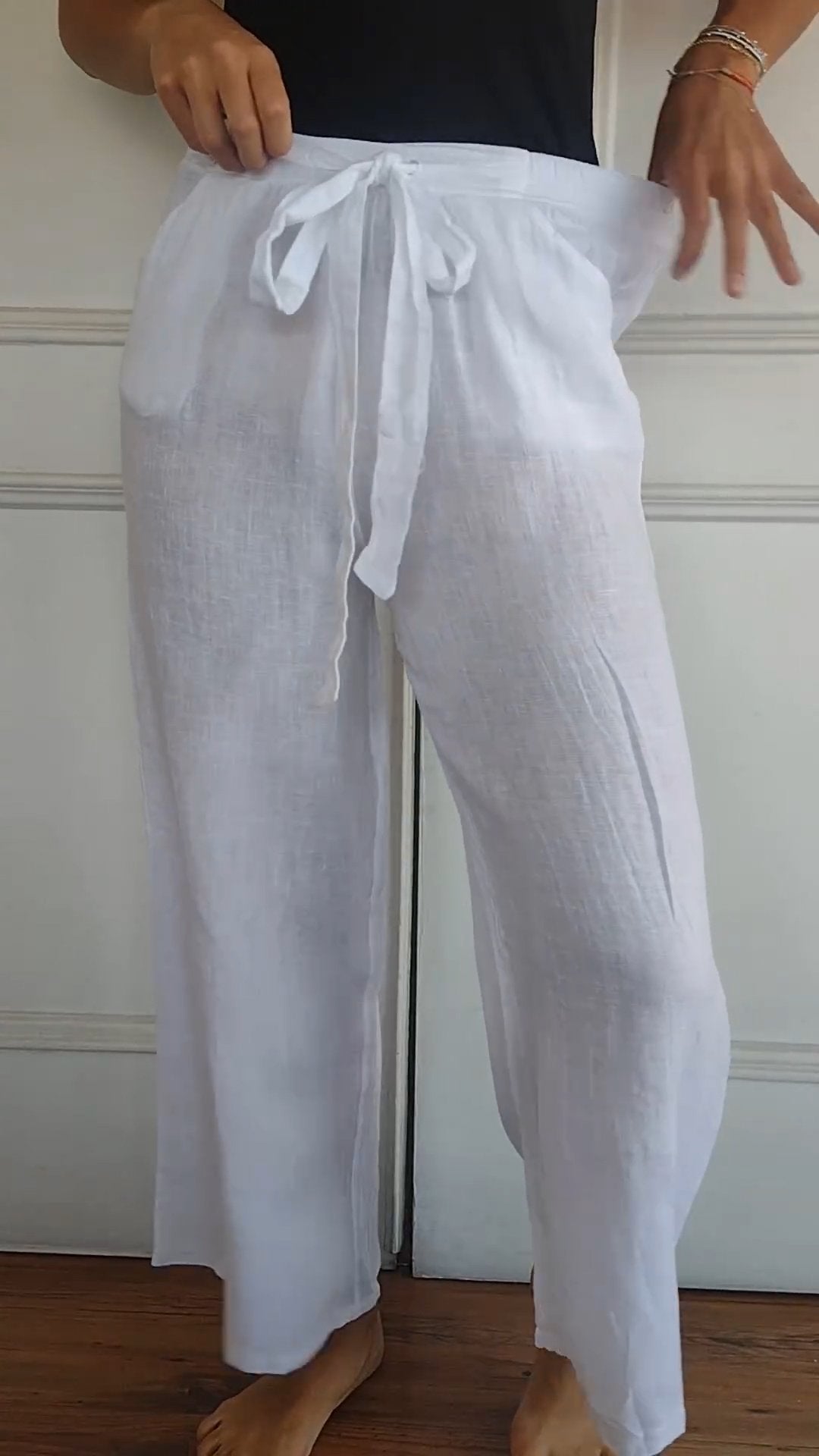 ARAI | Pantalon en coton et lin avec motif à bretelles