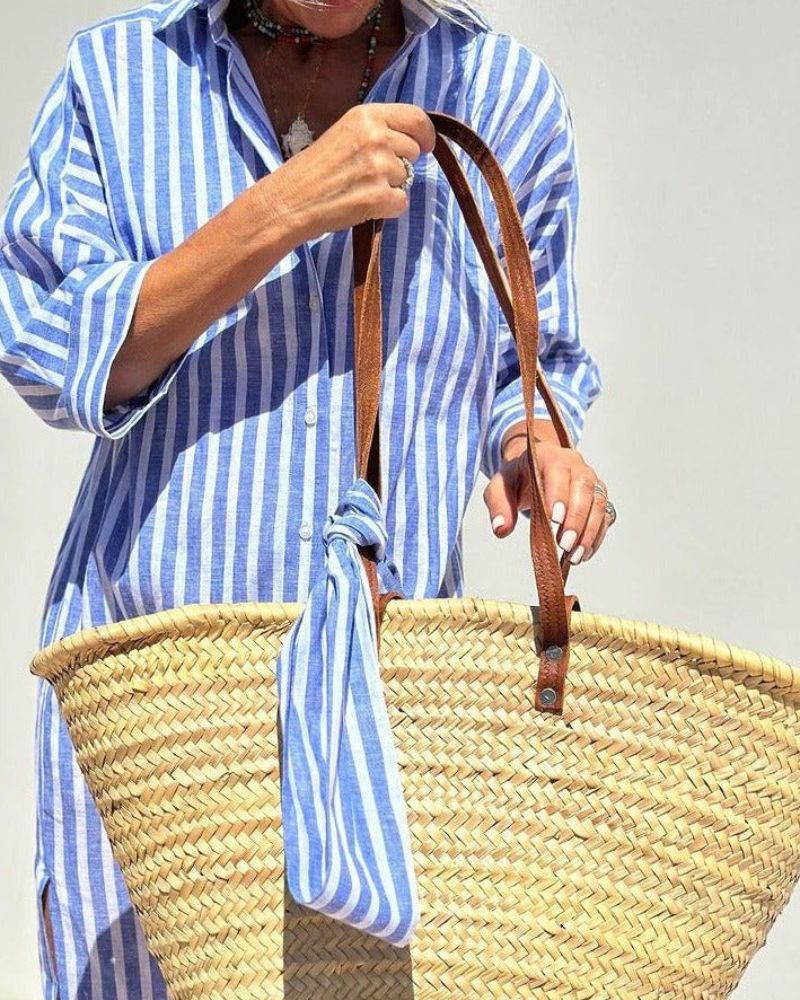 COLEN - ROBE CHEMISE CLASSIQUE RAYÉE À LACETS