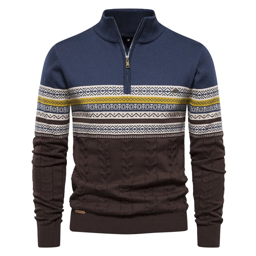 Étoile Argentée™ | Pull demi-zippé Fair Isle
