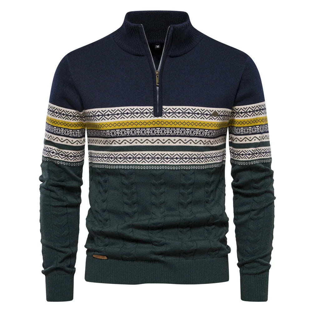Étoile Argentée™ | Pull demi-zippé Fair Isle