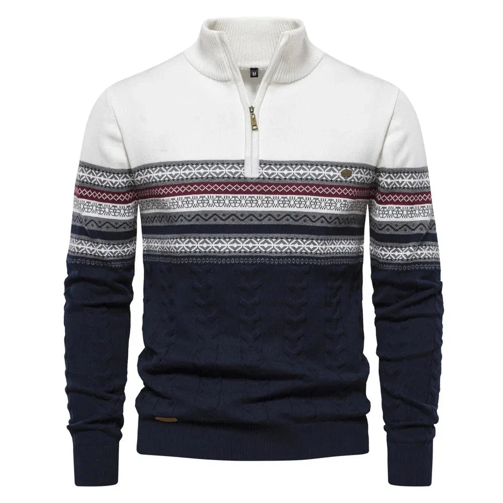 Étoile Argentée™ | Pull demi-zippé Fair Isle