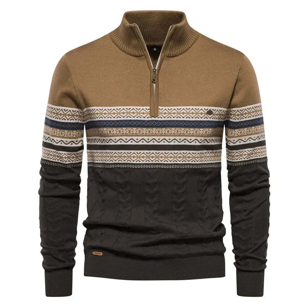 Étoile Argentée™ | Pull demi-zippé Fair Isle