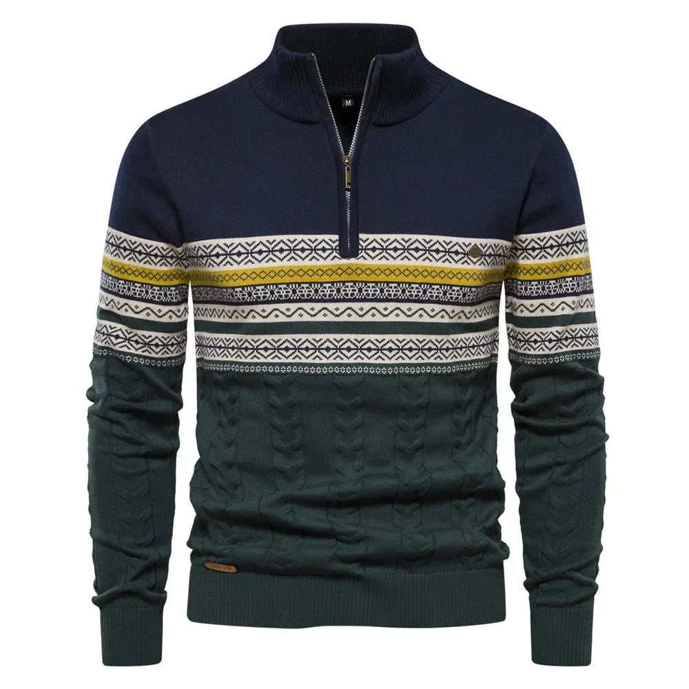 Étoile Argentée™ | Pull demi-zippé Fair Isle
