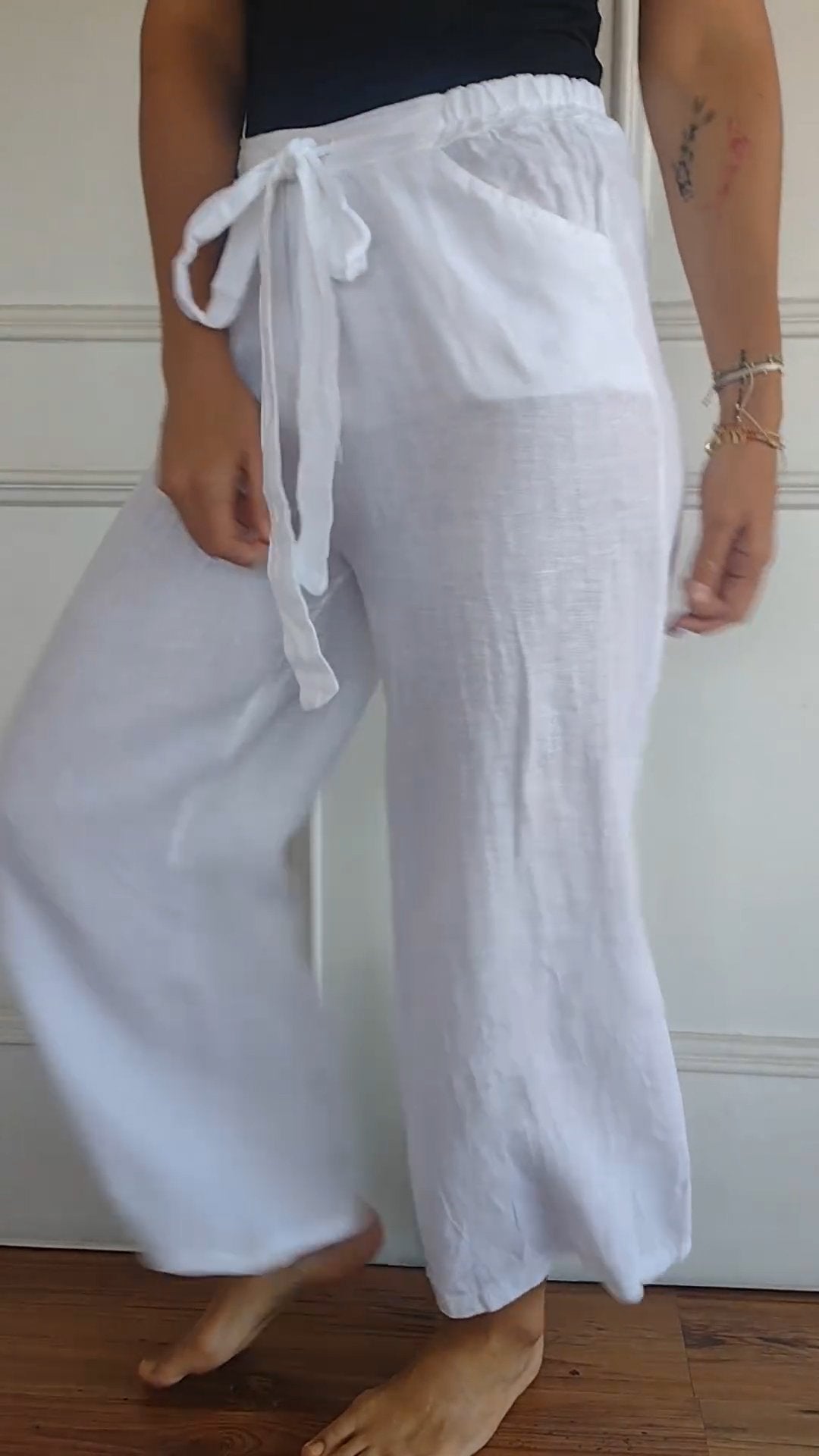 ARAI | Pantalon en coton et lin avec motif à bretelles